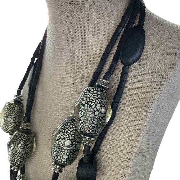 Chico's Women's Iridescent Black & Silver Multi-Strand Necklace - Picture 6 of 6